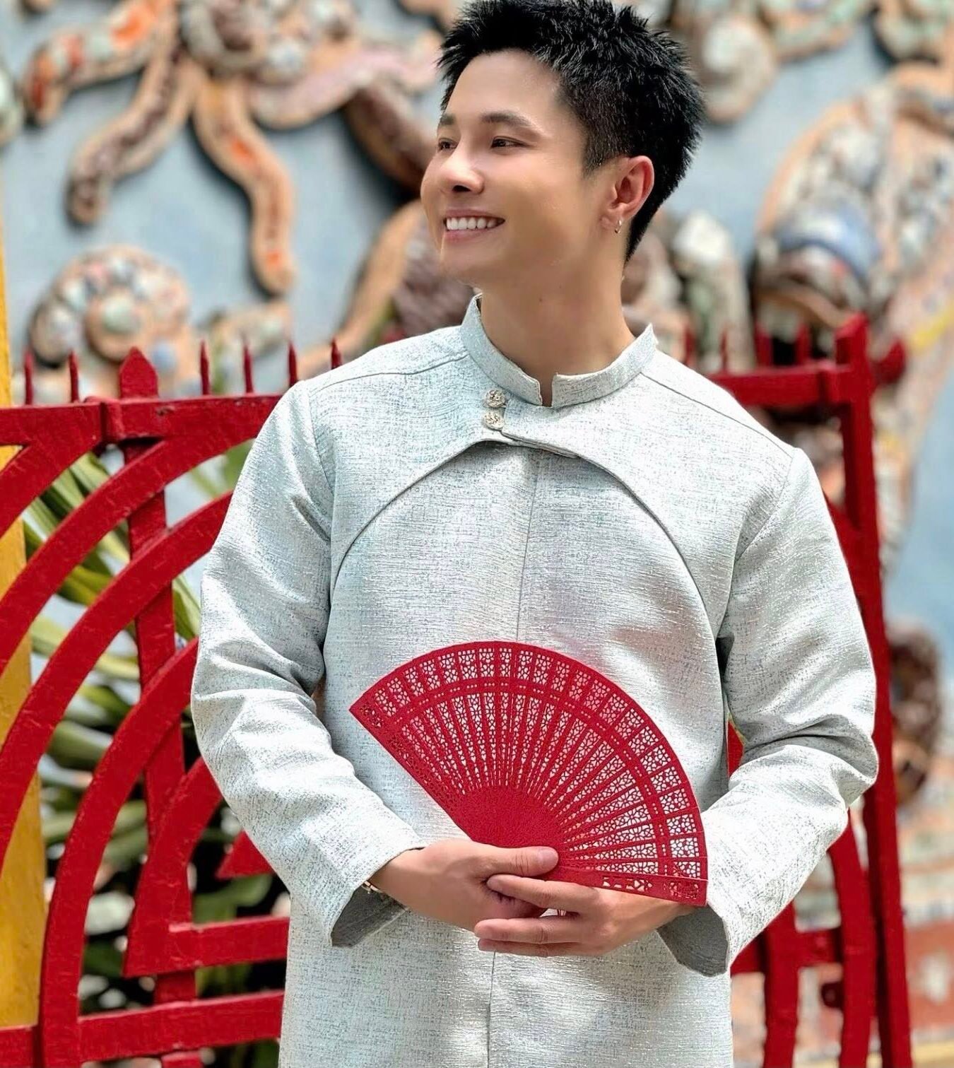 Cho Thuê Áo Dài Xanh Lá Vân Gỗ