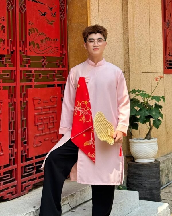 Cho Thuê Áo Dài Nam Hồng Trơn