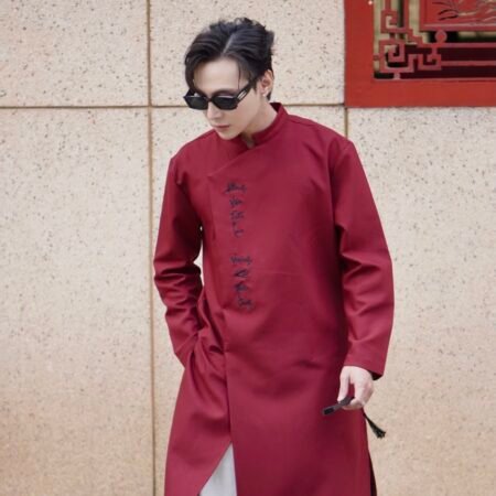 Cho Thuê Áo Dài Đỏ Thêu Thư Pháp Silas (Có Bigsize)