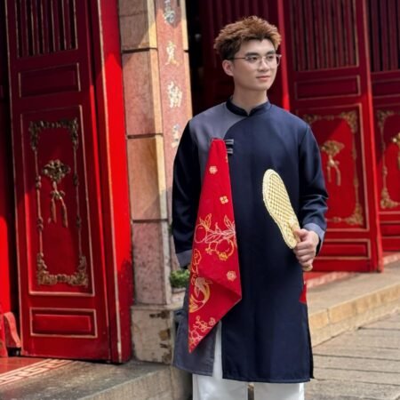 Cho Thuê Áo Dài Nam Xanh Dương Trơn