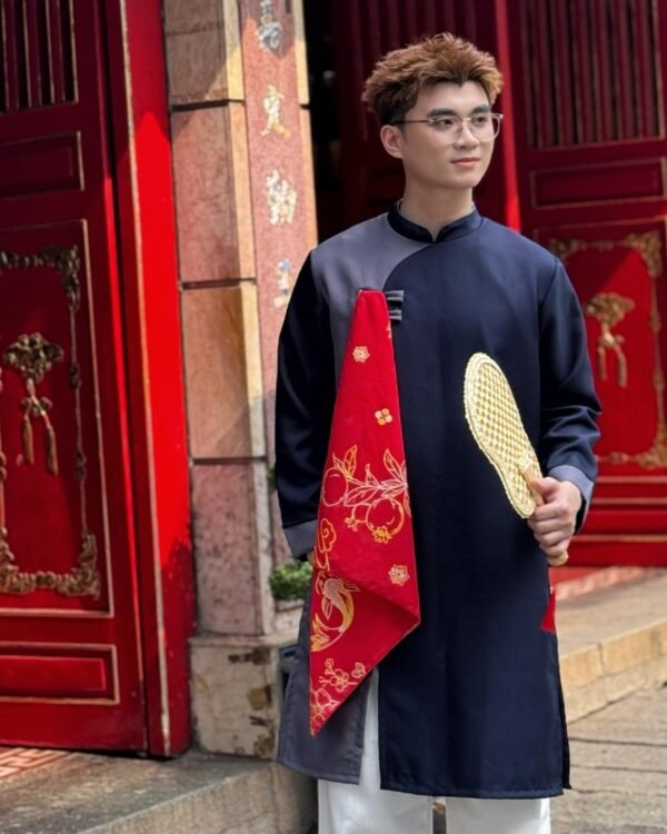 Cho Thuê Áo Dài Nam Xanh Dương Trơn