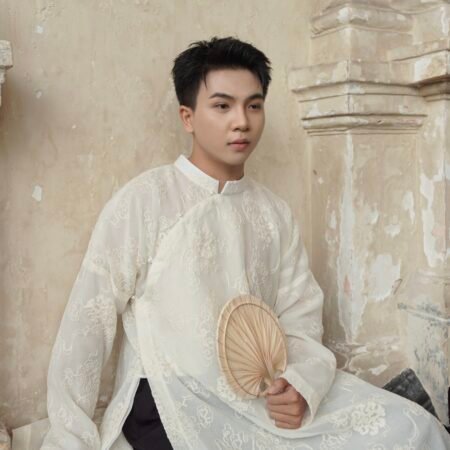 Cho Thuê Áo Dài Nam Kem Thêu Vân Mây 2 Lớp Jacob Studio