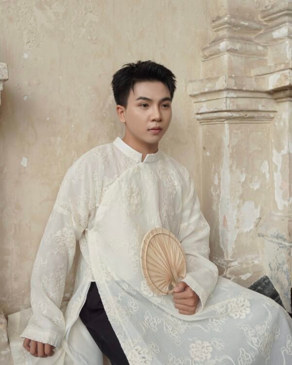 Cho Thuê Áo Dài Nam Kem Thêu Vân Mây 2 Lớp Jacob Studio