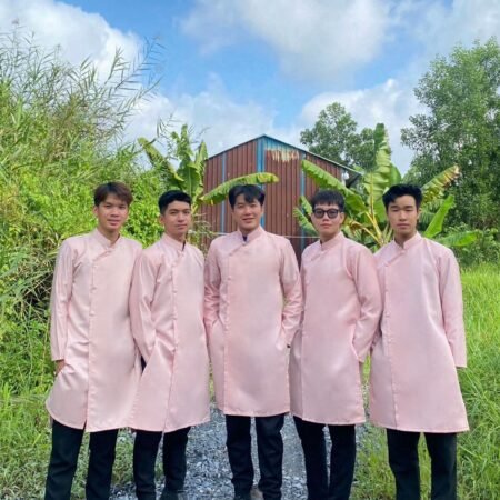 Cho Thuê Áo Dài Nam Hồng (Bưng Quả)