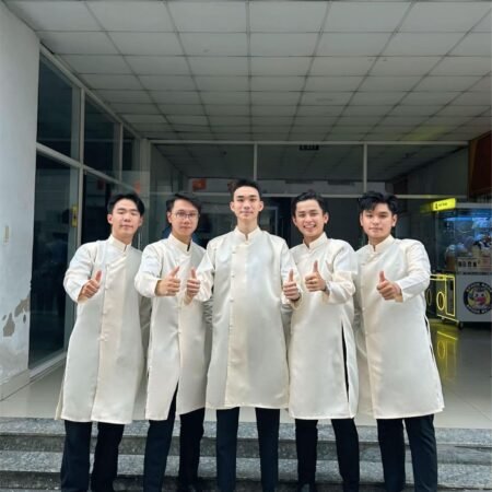 Cho Thuê Áo Dài Nam Kem (Bưng Quả)