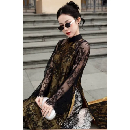 Cho Thuê Áo Dài Đen Ren AboutMoon