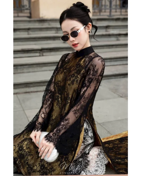 Cho Thuê Áo Dài Đen Ren AboutMoon