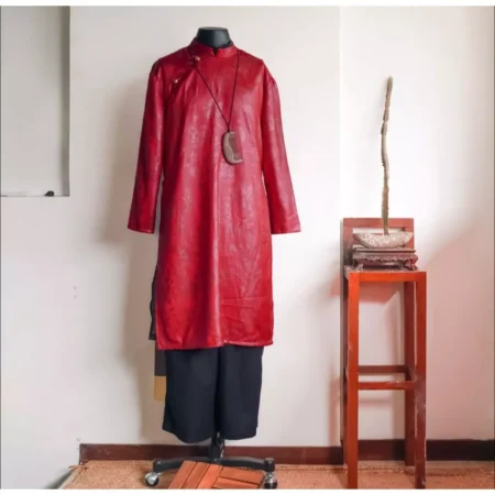 Cho Thuê Áo Dài Nam Đỏ Trình Gấm Da Magnus