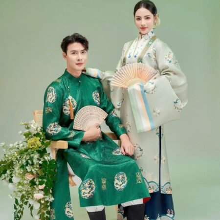 Cho Thuê Nhật Bình Nữ Xanh Dù Hoạ Tiết Sơn Thuỷ