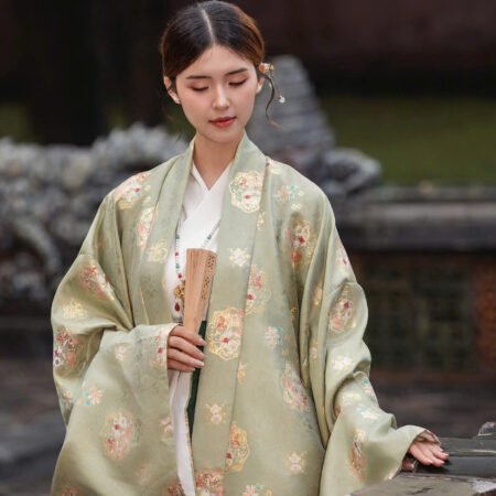 Cho Thuê Đối Khâm Nữ Hoạ Tiết Gấm Xanh Bơ