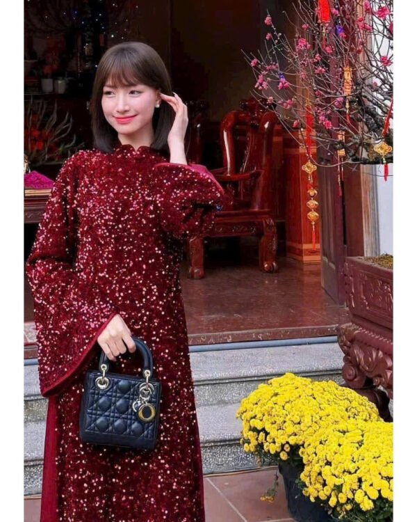 Cho Thuê Áo Dài Nữ Đỏ Chu Sa