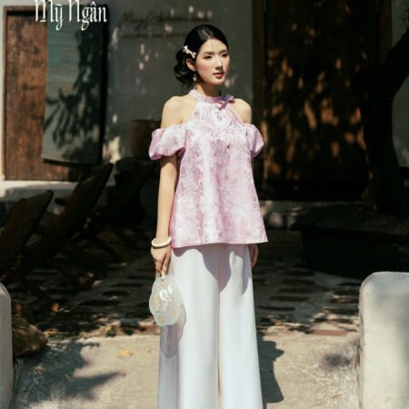 Cho Thuê Áo Dài Nữ Hồng Cách Tân Cổ Yếm Zamy