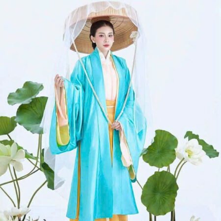 Cho Thuê Giao Lĩnh Xanh Biển Hai Lớp Váy Vàng