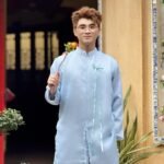 Cho Thuê Áo Dài Xanh Biển Voan Xẻ Tà Thắt Nơ