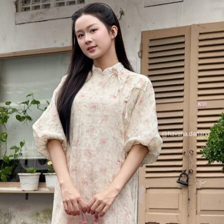 Cho Thuê Áo Dài Nữ Hồng Thêu Hoa Hiểu Dung Havana