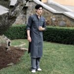 Cho Thuê Áo Dài Nam Xám Denim