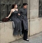 Cho Thuê Áo Dài Nữ Xám Cổ Yếm Denim