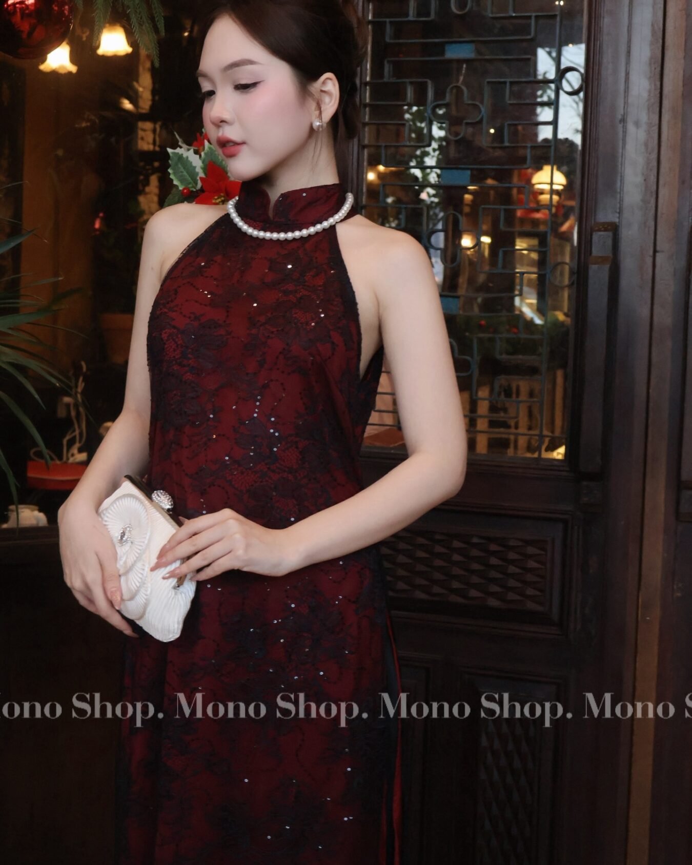 Cho Thuê Áo Yếm Đỏ Phối Ren 2 Tà