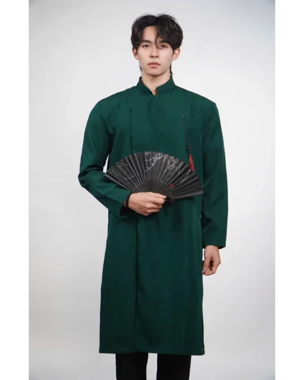 Cho Thuê Áo Dài Nam Xanh Cúc Bấm