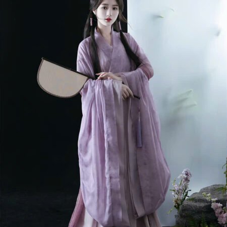 Cho Thuê Hán Phục Nữ Tím Cổ Phong Thanh Nhã