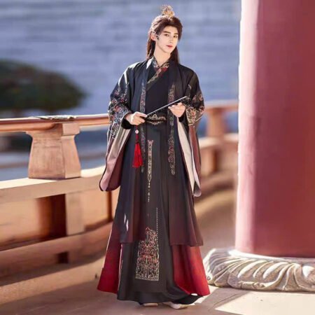 Cho Thuê Hán Phục Nam Đen Phối Đỏ