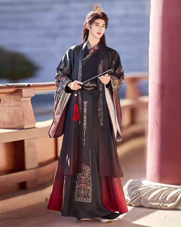 Cho Thuê Hán Phục Nam Đen Phối Đỏ