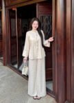 Cho Thuê Pháp Phục Kem Gấm Viền Xanh