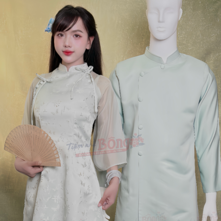 Thuê Áo Dài Bưng Quả Màu Xanh