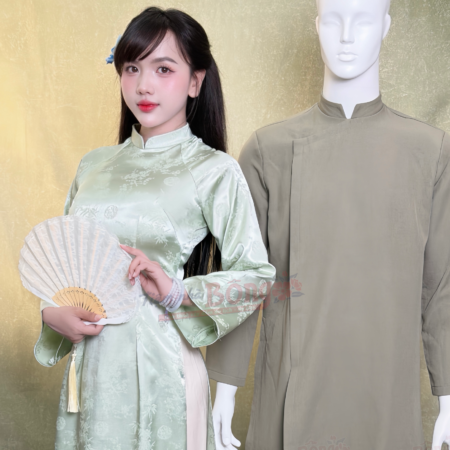 Cho Thuê Áo Dài Bưng Quả Nữ Xanh Cổ Trụ Tâm Giao