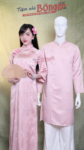 Cho Thuê Áo Dài Bưng Quả Nữ Hồng Cổ Trụ 3 Khảm Tay Loe