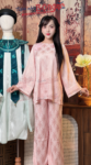 Cho Thuê Set Pháp Phục Hồng Gấm Đồng Tiền 3 Khảm