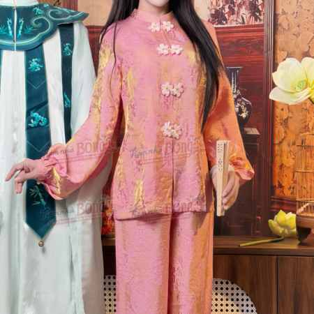 Cho Thuê Set Pháp Phục Hồng Óng Nút Hoa