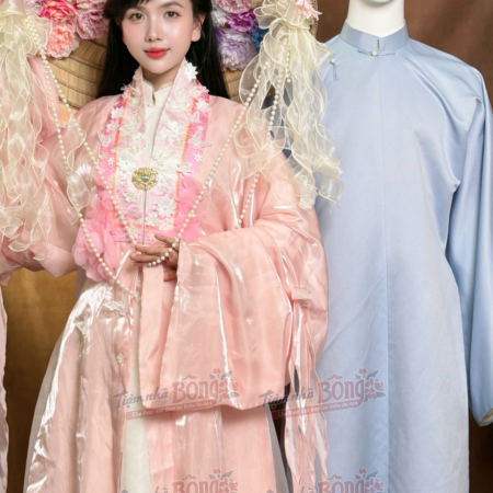 Cho Thuê Áo Nhật Bình Hồng Cổ Hoa Tơ Sống