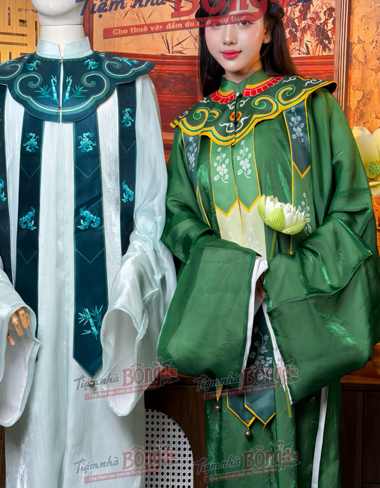 Cho Thuê Vân Kiên Xanh Cổ Viền Đỏ