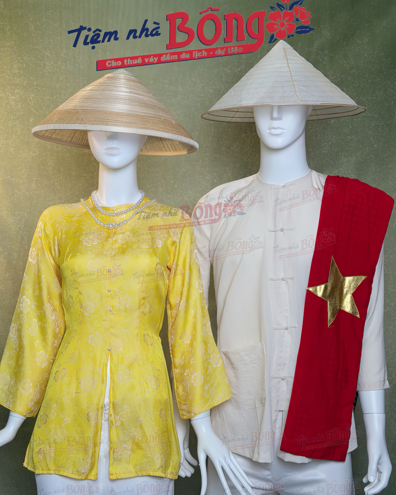 CHo Thuê Áo Bà Ba Nam Trắng
