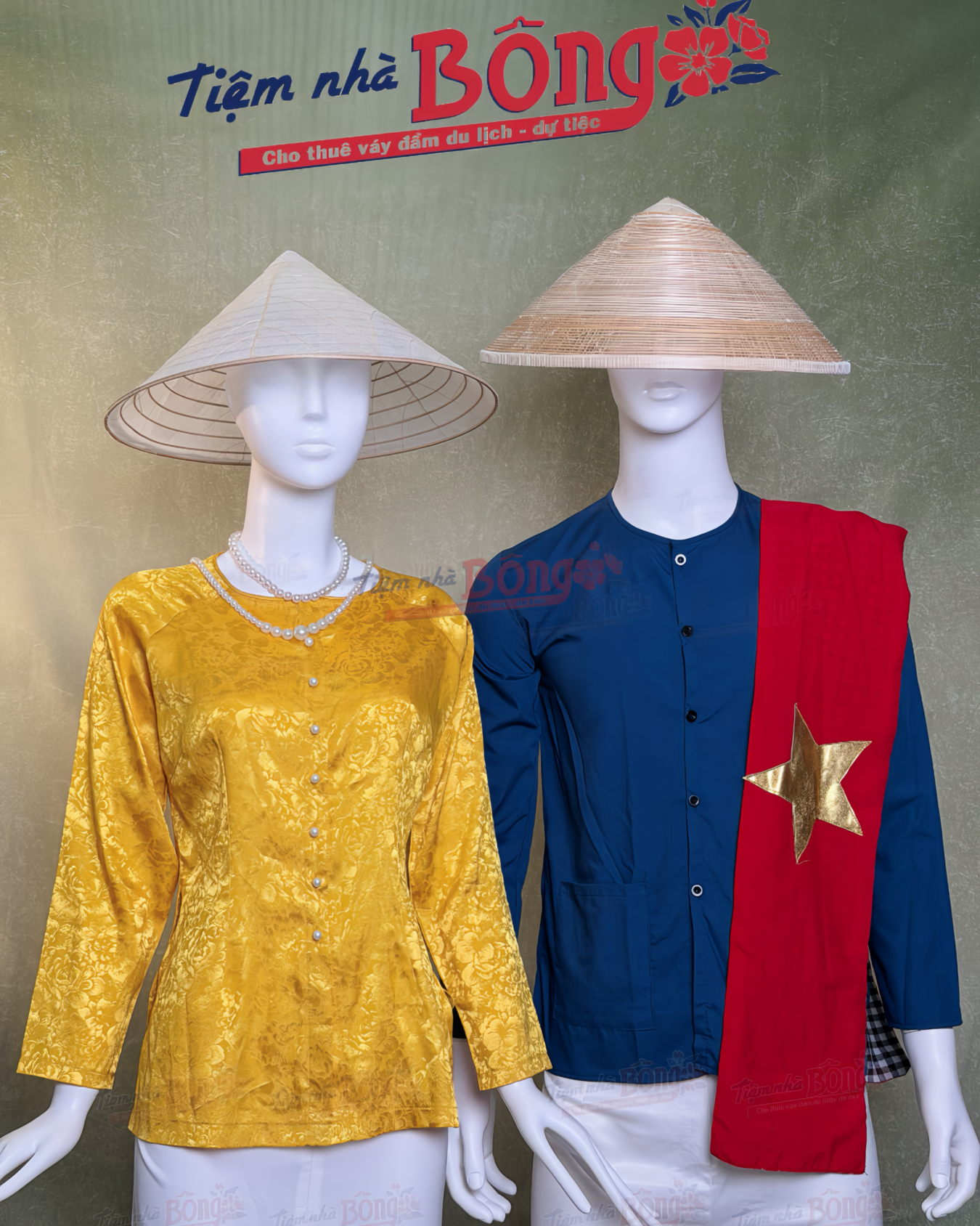 Cho Thuê Áo Bà Ba Nam Xanh Dương