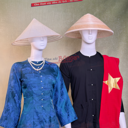 Thuê Áo Bà Ba Nam Nâu Nút Ngọc Trai