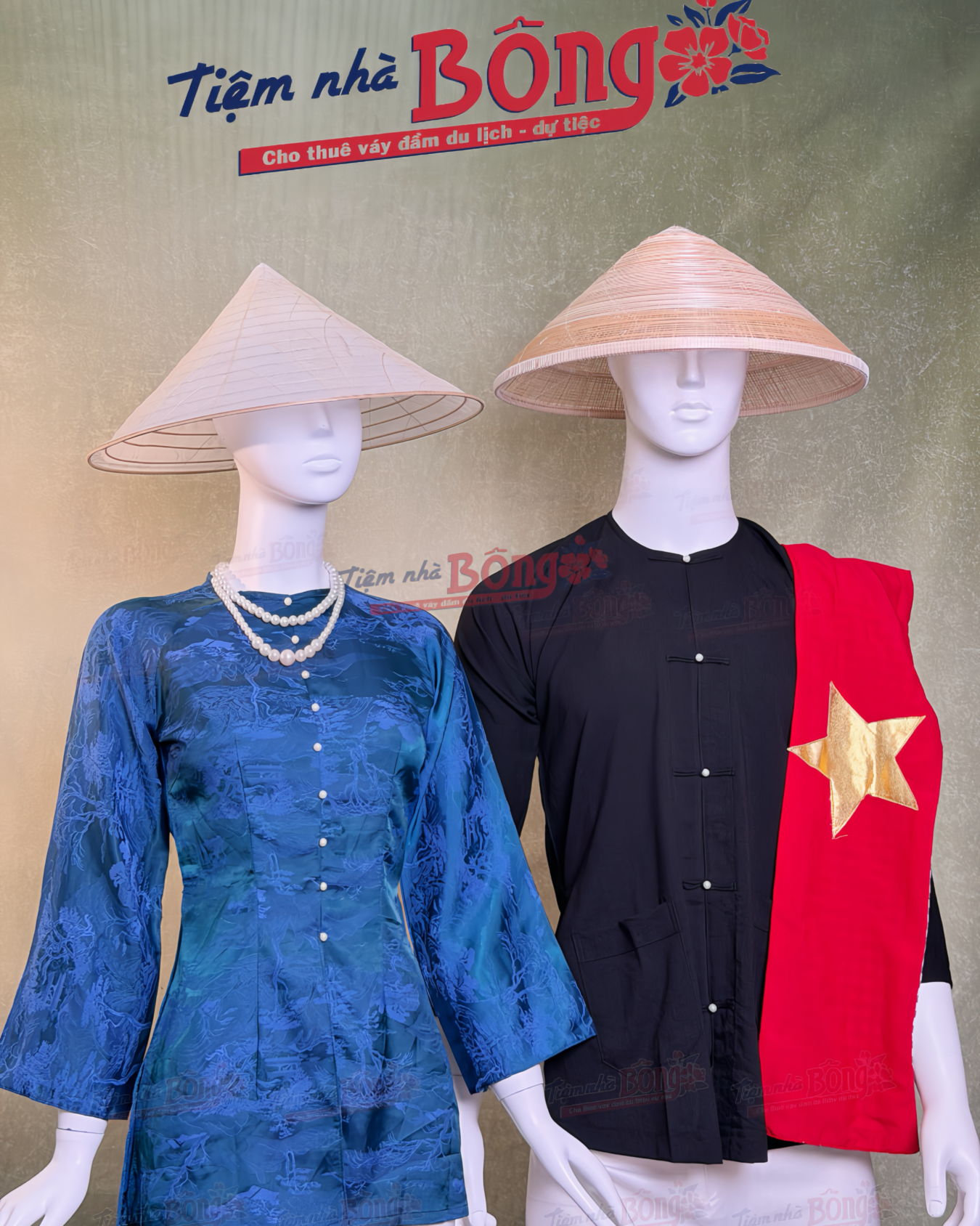 Cho Thuê Áo Bà Ba Nữ Xanh Dương Form Ôm
