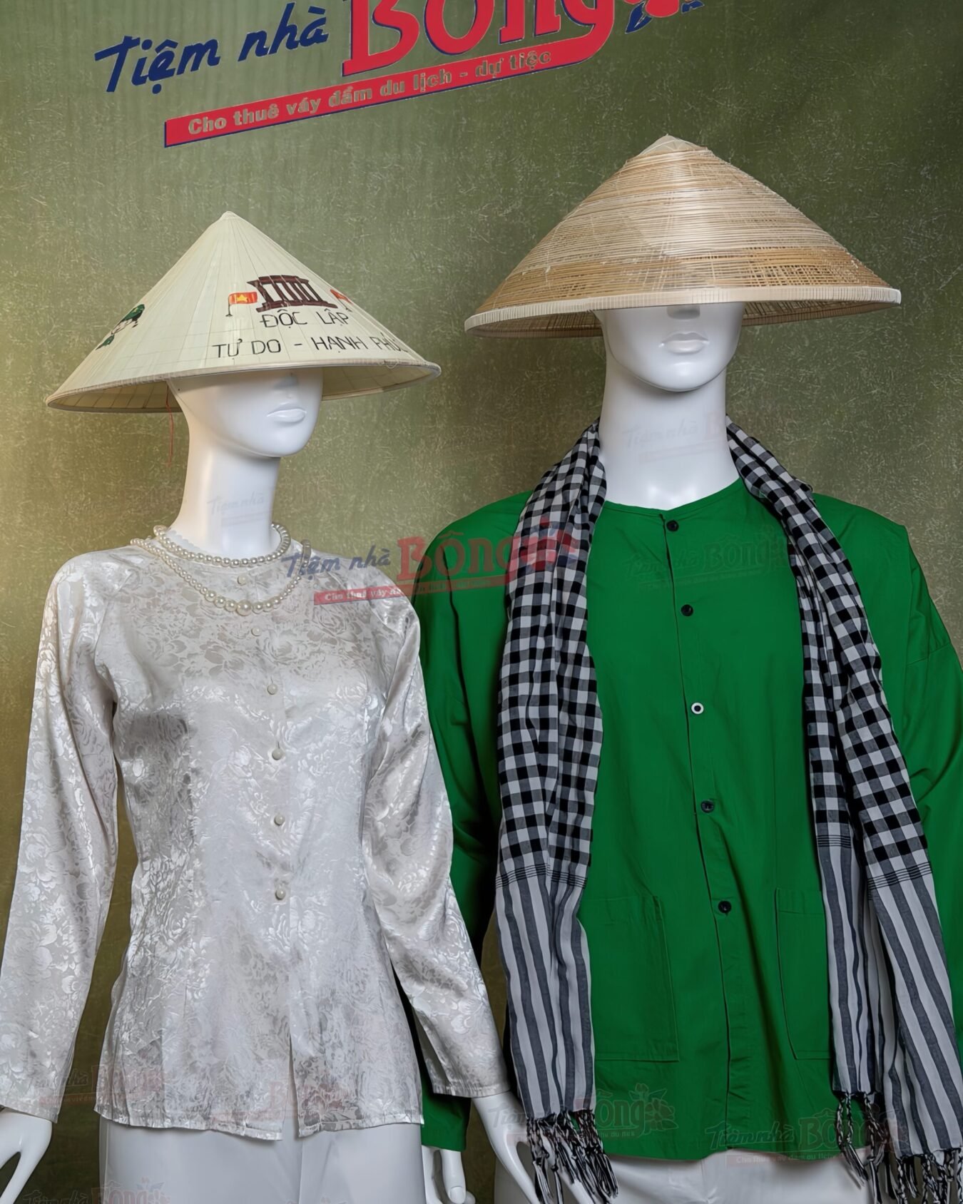 Cho Thuê Áo Bà Ba Nam Xanh Lá