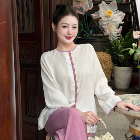 Cho Thuê Set Pháp Phục Trắng Viền Hồng