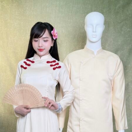 Cho Thuê Áo Dài Bưng Quả Nam Kem Cúc Bấm Trơn
