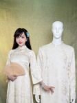 Cho Thuê Áo Dài Bưng Quả Nữ Kem Cổ Trụ Tây Thi