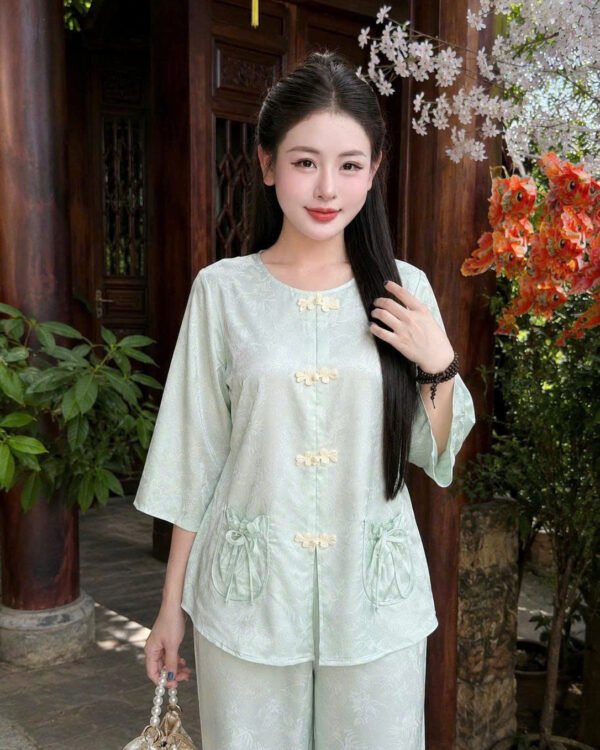 Cho Thuê Set Pháp Phục Xanh Mint Túi Nơ