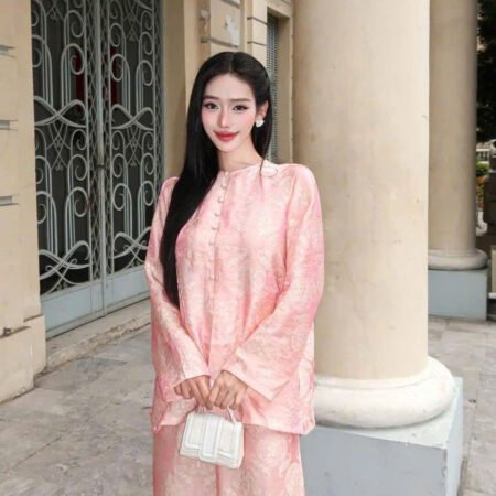 Cho Thuê Pháp Phục Nữ Hồng Cam Đồng Tiền Tơ Óng