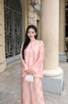 Cho Thuê Pháp Phục Nữ Hồng Cam Đồng Tiền Tơ Óng