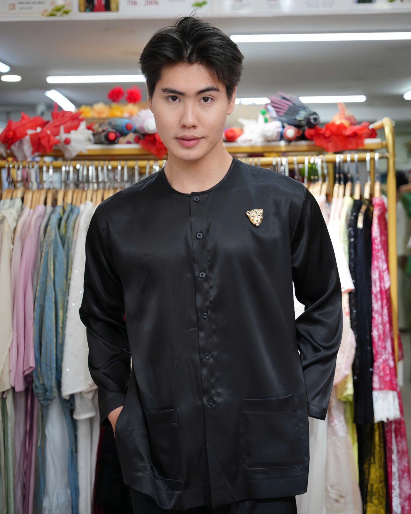 Cho Thuê Áo Bà Ba Nam Đen Lụa