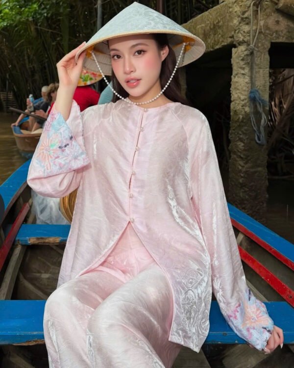 Cho Thuê Pháp Phục Nữ Hồng Tay Kim Sa