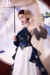 Cho Thuê Yếm Xanh Đậm Đính Hoa To 2 Tay Bồng