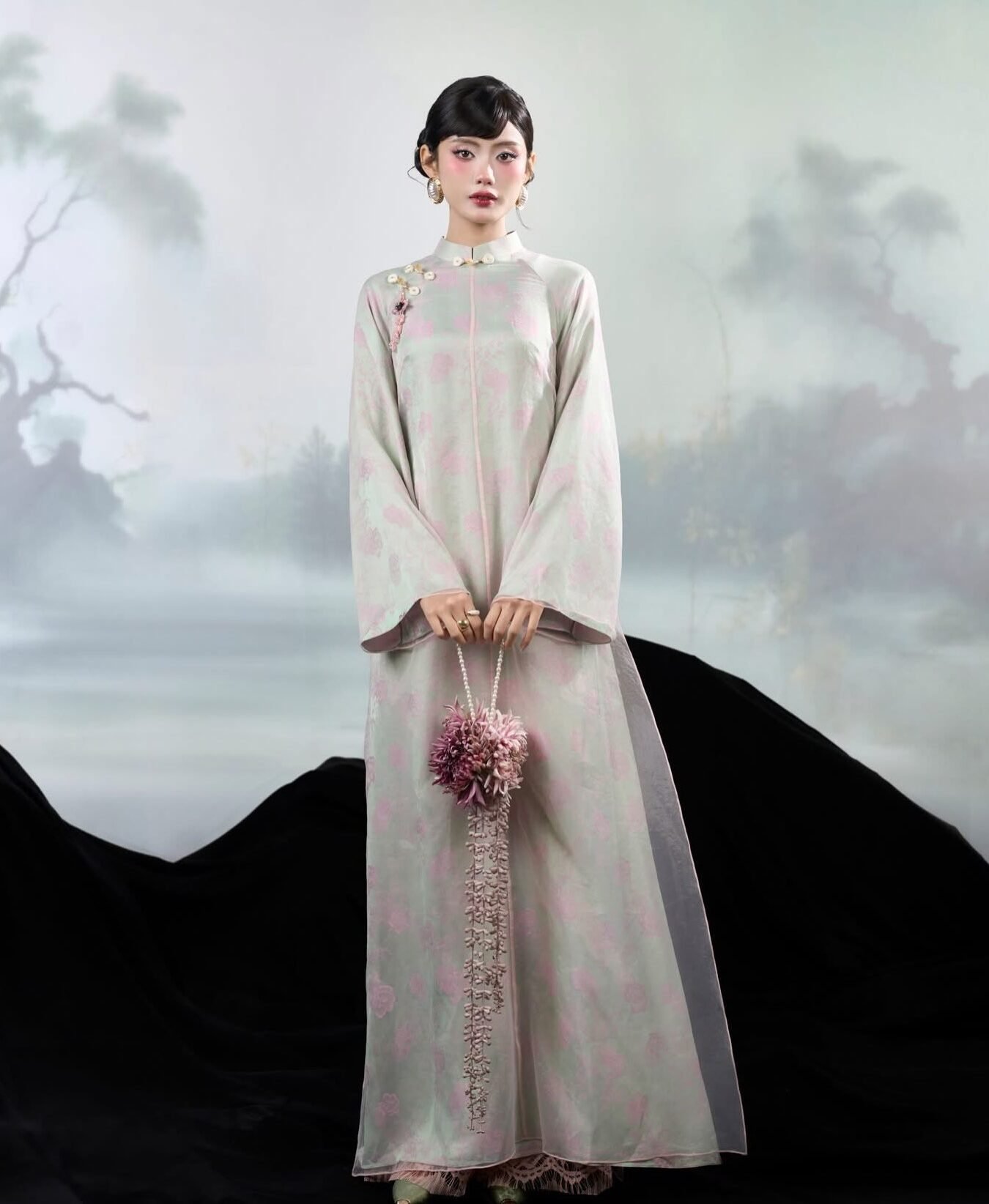 Cho Thuê Áo Dài Nữ Pastel Yên Chi 4 Tà