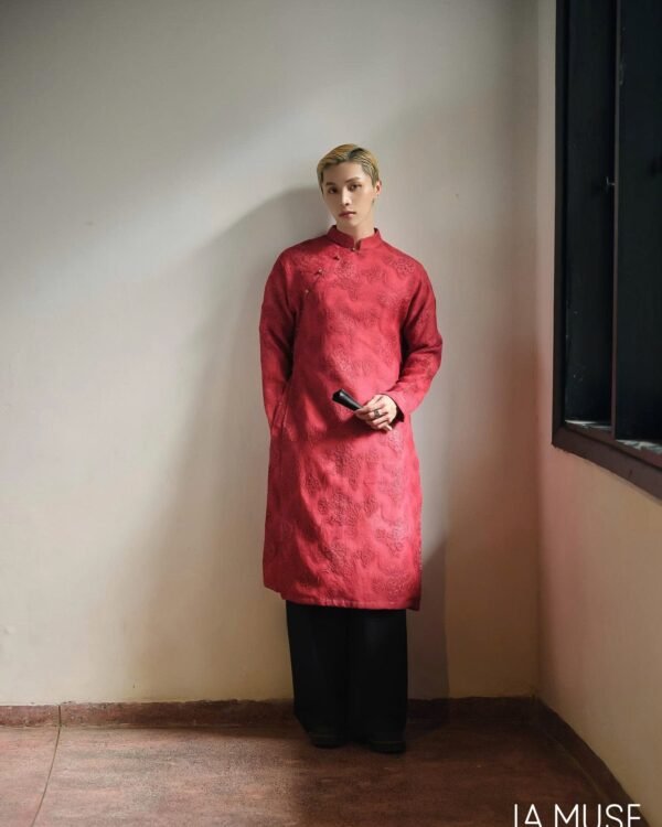 Cho Thuê Áo Dài Nam Đỏ Vân Mây